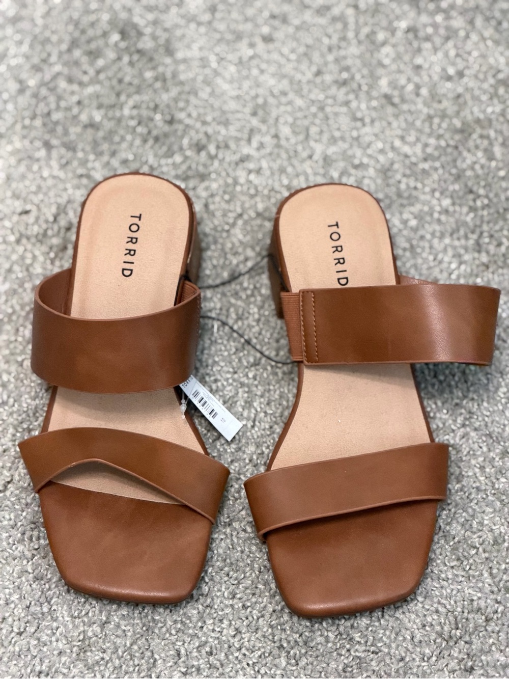 Torrid Brown Double Strap Square-Toe Slide Sandals